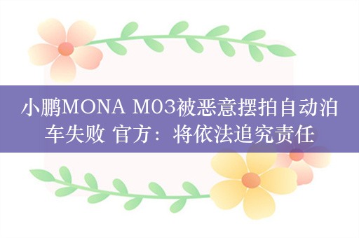 小鹏MONA M03被恶意摆拍自动泊车失败 官方：将依法追究责任