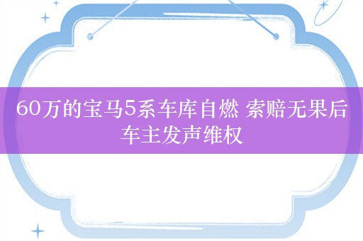 60万的宝马5系车库自燃 索赔无果后车主发声维权