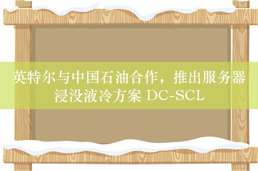 英特尔与中国石油合作，推出服务器浸没液冷方案 DC-SCL