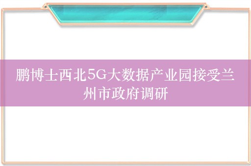 鹏博士西北5G大数据产业园接受兰州市政府调研