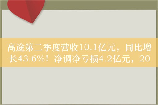 高途第二季度营收10.1亿元，同比增长43.6%！净调净亏损4.2亿元，2023年同期净利润6320万