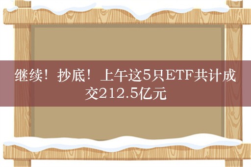 继续！抄底！上午这5只ETF共计成交212.5亿元