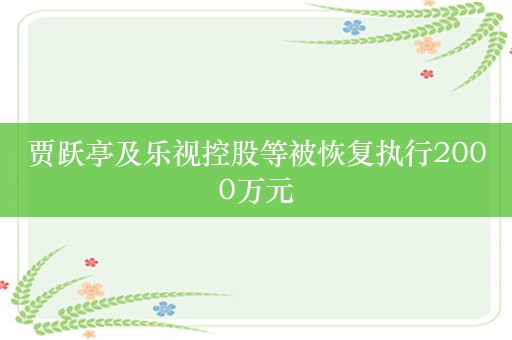 贾跃亭及乐视控股等被恢复执行2000万元