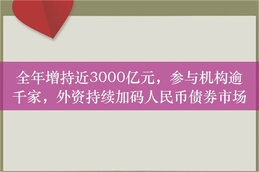 全年增持近3000亿元，参与机构逾千家，外资持续加码人民币债券市场