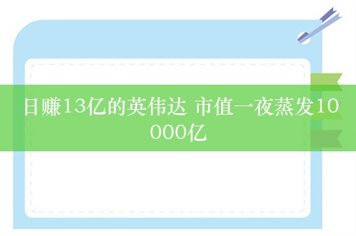 日赚13亿的英伟达 市值一夜蒸发10000亿