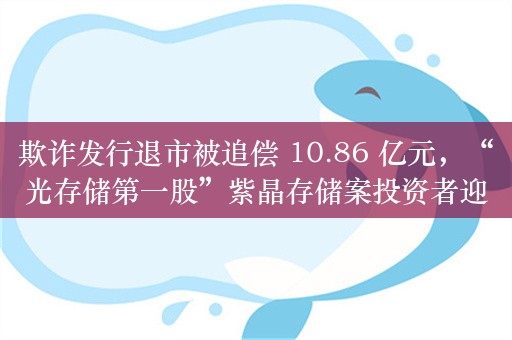 欺诈发行退市被追偿 10.86 亿元，“光存储第一股”紫晶存储案投资者迎赔偿