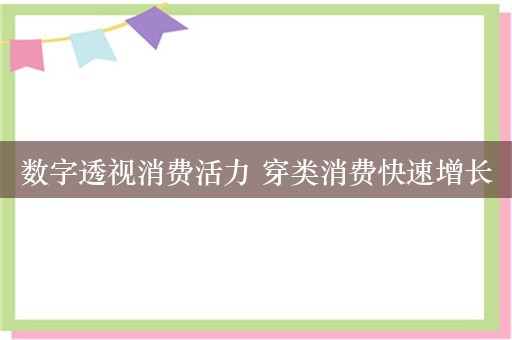 数字透视消费活力 穿类消费快速增长