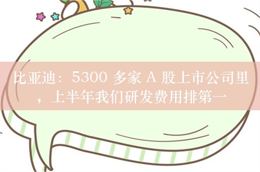 比亚迪：5300 多家 A 股上市公司里，上半年我们研发费用排第一