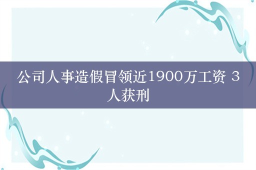 公司人事造假冒领近1900万工资 3人获刑