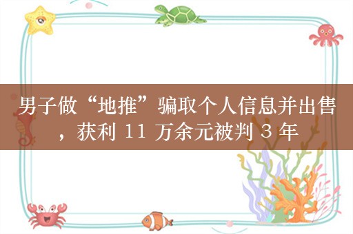 男子做“地推”骗取个人信息并出售，获利 11 万余元被判 3 年