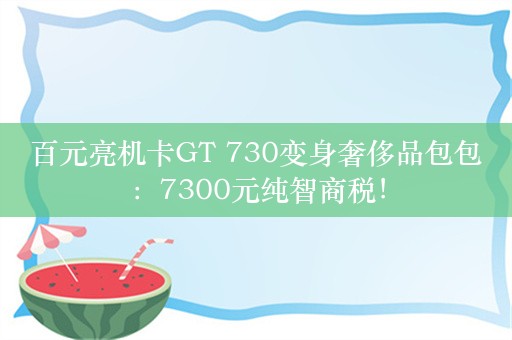 百元亮机卡GT 730变身奢侈品包包：7300元纯智商税！