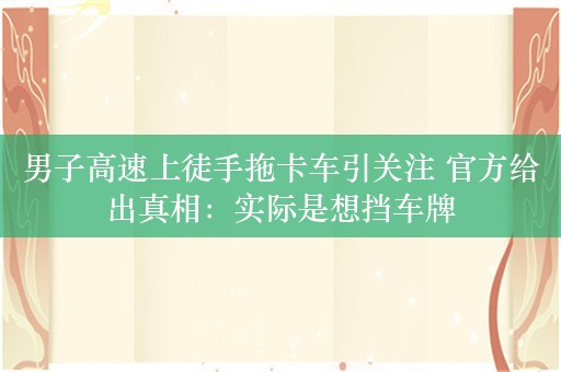 男子高速上徒手拖卡车引关注 官方给出真相：实际是想挡车牌