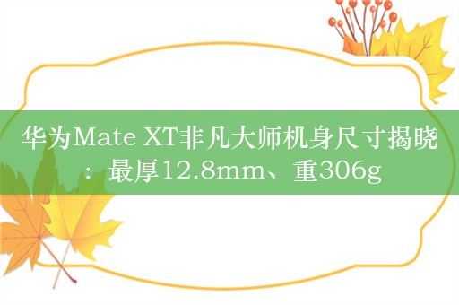 华为Mate XT非凡大师机身尺寸揭晓：最厚12.8mm、重306g