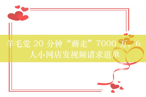 羊毛党 20 分钟“薅走”7000 万，6 人小网店发视频请求退单