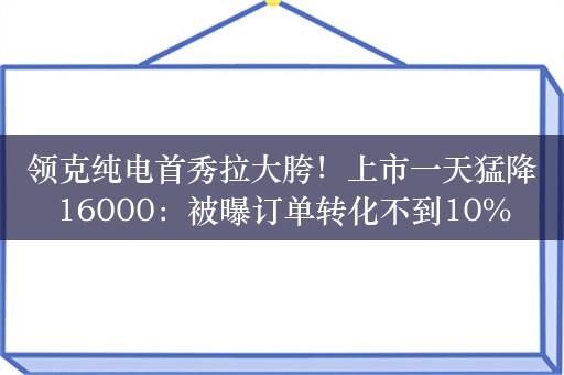 领克纯电首秀拉大胯！上市一天猛降16000：被曝订单转化不到10%