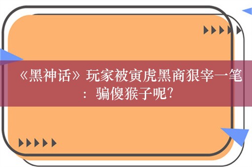  《黑神话》玩家被寅虎黑商狠宰一笔：骗傻猴子呢？