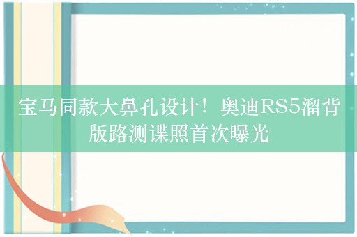 宝马同款大鼻孔设计！奥迪RS5溜背版路测谍照首次曝光