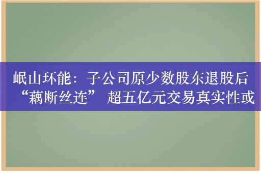 岷山环能：子公司原少数股东退股后“藕断丝连” 超五亿元交易真实性或遭拷问