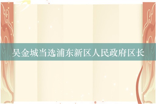 吴金城当选浦东新区人民政府区长