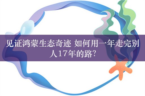 见证鸿蒙生态奇迹 如何用一年走完别人17年的路？