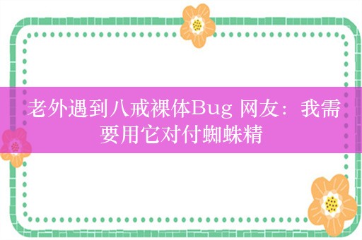  老外遇到八戒裸体Bug 网友：我需要用它对付蜘蛛精