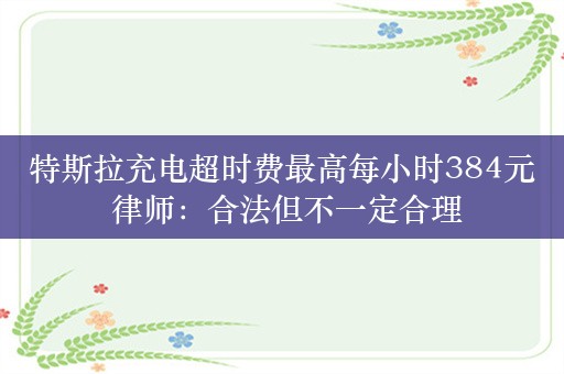 特斯拉充电超时费最高每小时384元 律师：合法但不一定合理