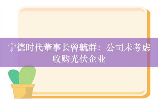 宁德时代董事长曾毓群：公司未考虑收购光伏企业