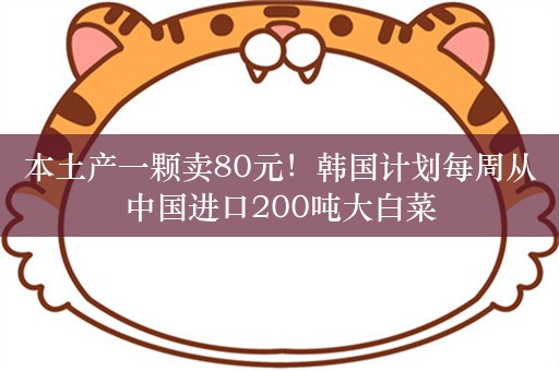 本土产一颗卖80元！韩国计划每周从中国进口200吨大白菜