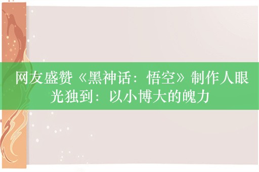  网友盛赞《黑神话：悟空》制作人眼光独到：以小博大的魄力