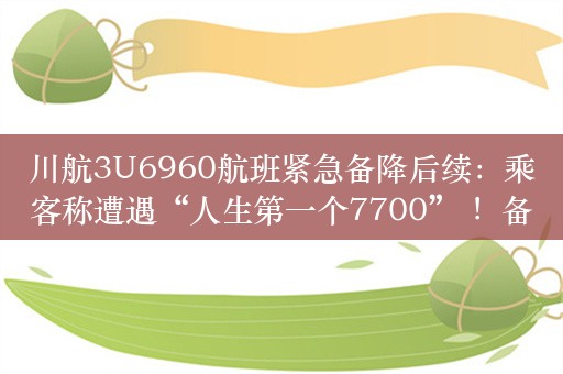 川航3U6960航班紧急备降后续：乘客称遭遇“人生第一个7700” ！备降原因仍无说法