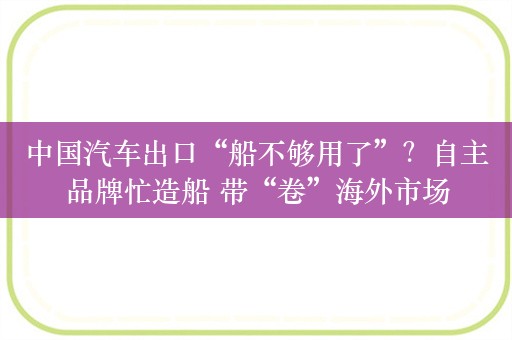 中国汽车出口“船不够用了”？自主品牌忙造船 带“卷”海外市场