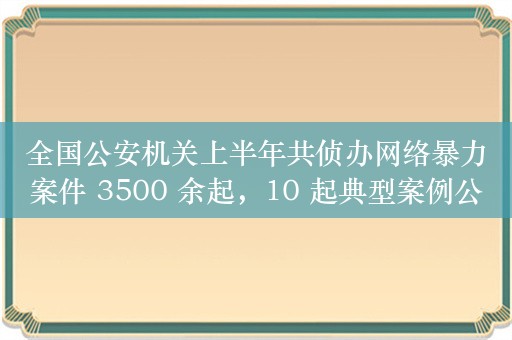 全国公安机关上半年共侦办网络暴力案件 3500 余起，10 起典型案例公布