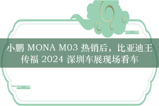 小鹏 MONA M03 热销后，比亚迪王传福 2024 深圳车展现场看车