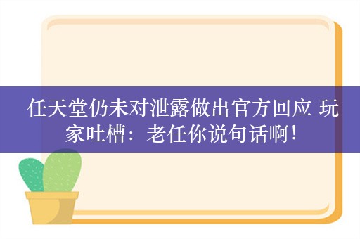  任天堂仍未对泄露做出官方回应 玩家吐槽：老任你说句话啊！