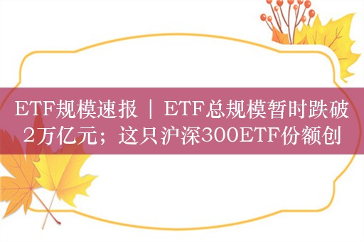 ETF规模速报 | ETF总规模暂时跌破2万亿元；这只沪深300ETF份额创新高