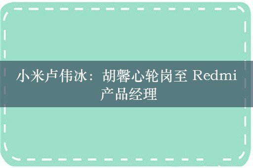 小米卢伟冰：胡馨心轮岗至 Redmi 产品经理