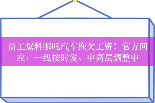 员工爆料哪吒汽车拖欠工资！官方回应：一线按时发、中高层调整中