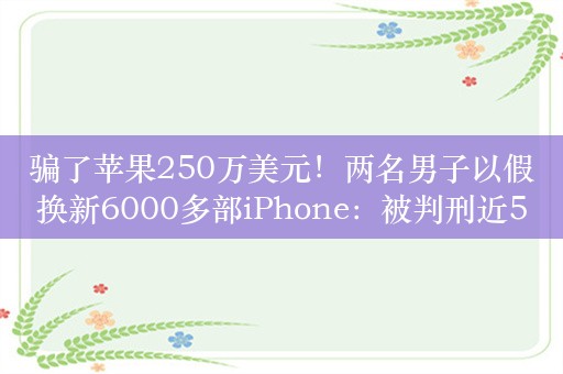 骗了苹果250万美元！两名男子以假换新6000多部iPhone：被判刑近5年