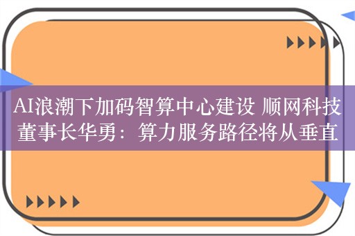 AI浪潮下加码智算中心建设 顺网科技董事长华勇：算力服务路径将从垂直型向多场景转变