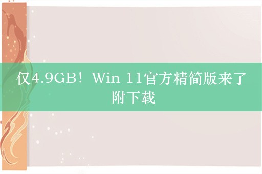 仅4.9GB！Win 11官方精简版来了 附下载