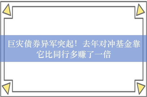 巨灾债券异军突起！去年对冲基金靠它比同行多赚了一倍