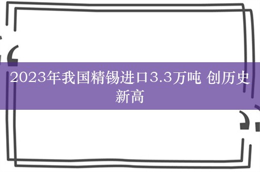 2023年我国精锡进口3.3万吨 创历史新高