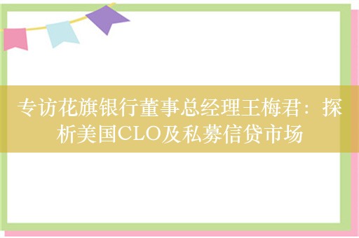 专访花旗银行董事总经理王梅君：探析美国CLO及私募信贷市场