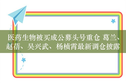 医药生物被买成公募头号重仓 葛兰、赵蓓、吴兴武、杨桢霄最新调仓披露