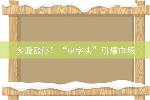 多股涨停！“中字头”引爆市场