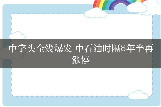 中字头全线爆发 中石油时隔8年半再涨停