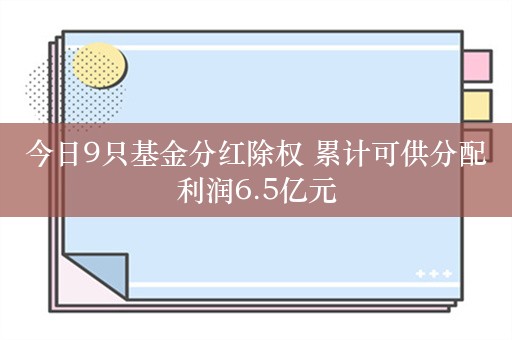 今日9只基金分红除权 累计可供分配利润6.5亿元