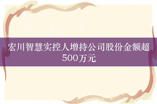 宏川智慧实控人增持公司股份金额超500万元