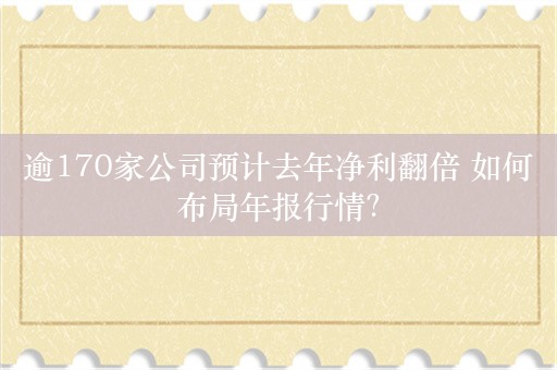 逾170家公司预计去年净利翻倍 如何布局年报行情？