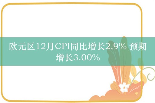 欧元区12月CPI同比增长2.9% 预期增长3.00%